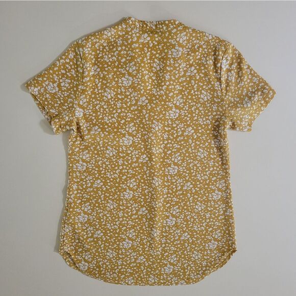 Timeson Women's V-Neck Short Sleeve Curved Hem Floral Chiffon Blouse - Picture 14 of 15